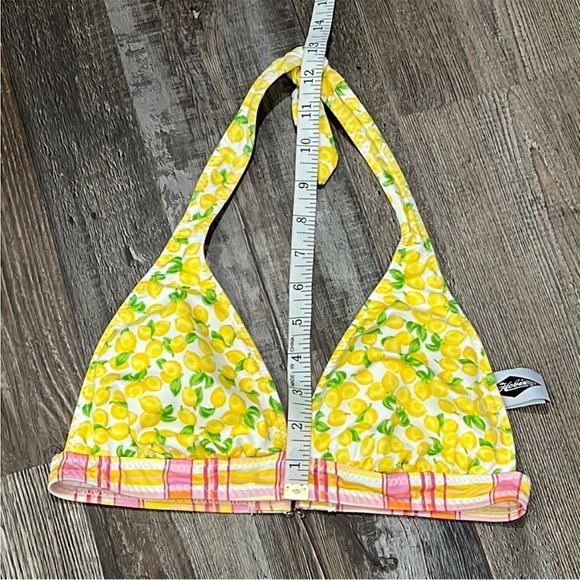 Vintage Hobie Lemons Pink Plaid Y2K Halter Bikini Top No Size Tag Sz S Retro - Picture 7 of 12